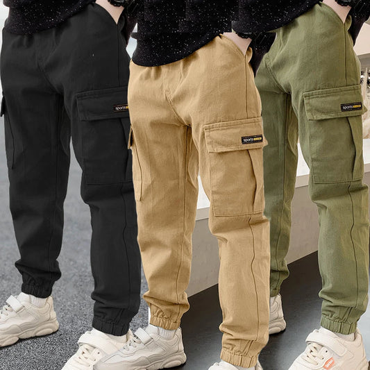 2025 New Spring Autumn Boys Pants Casual Long Style Trousers For Kids 3- 12 Years Old Teenage Children Sport Outdoor Pants