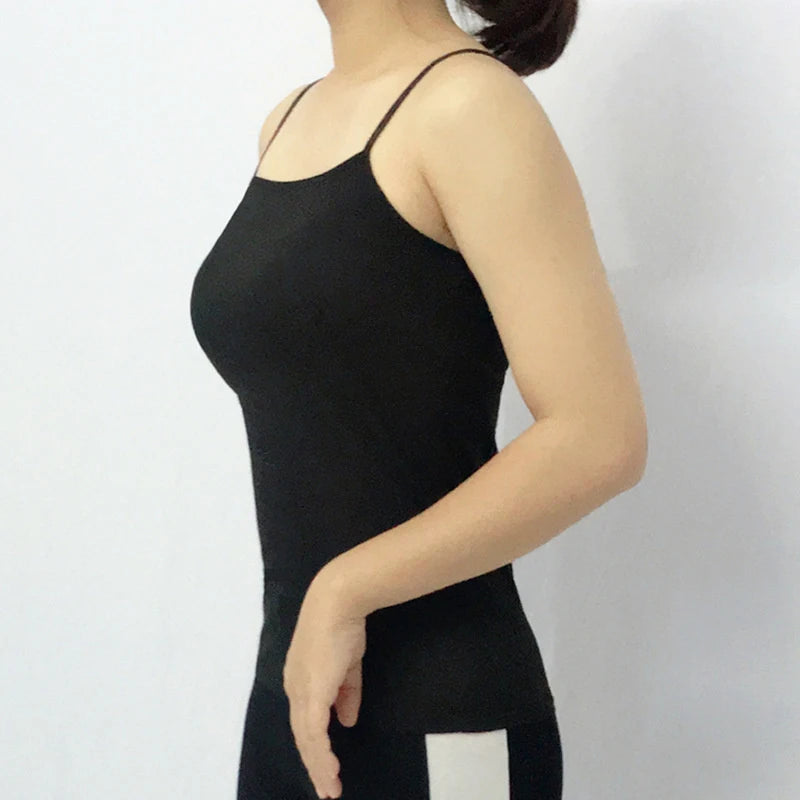 Women Camisoles Summer Girl Sexy Strap Polyester Sleeveless Thin Camisole Vest Solid Top Simple Base Vest Tops Female Undies