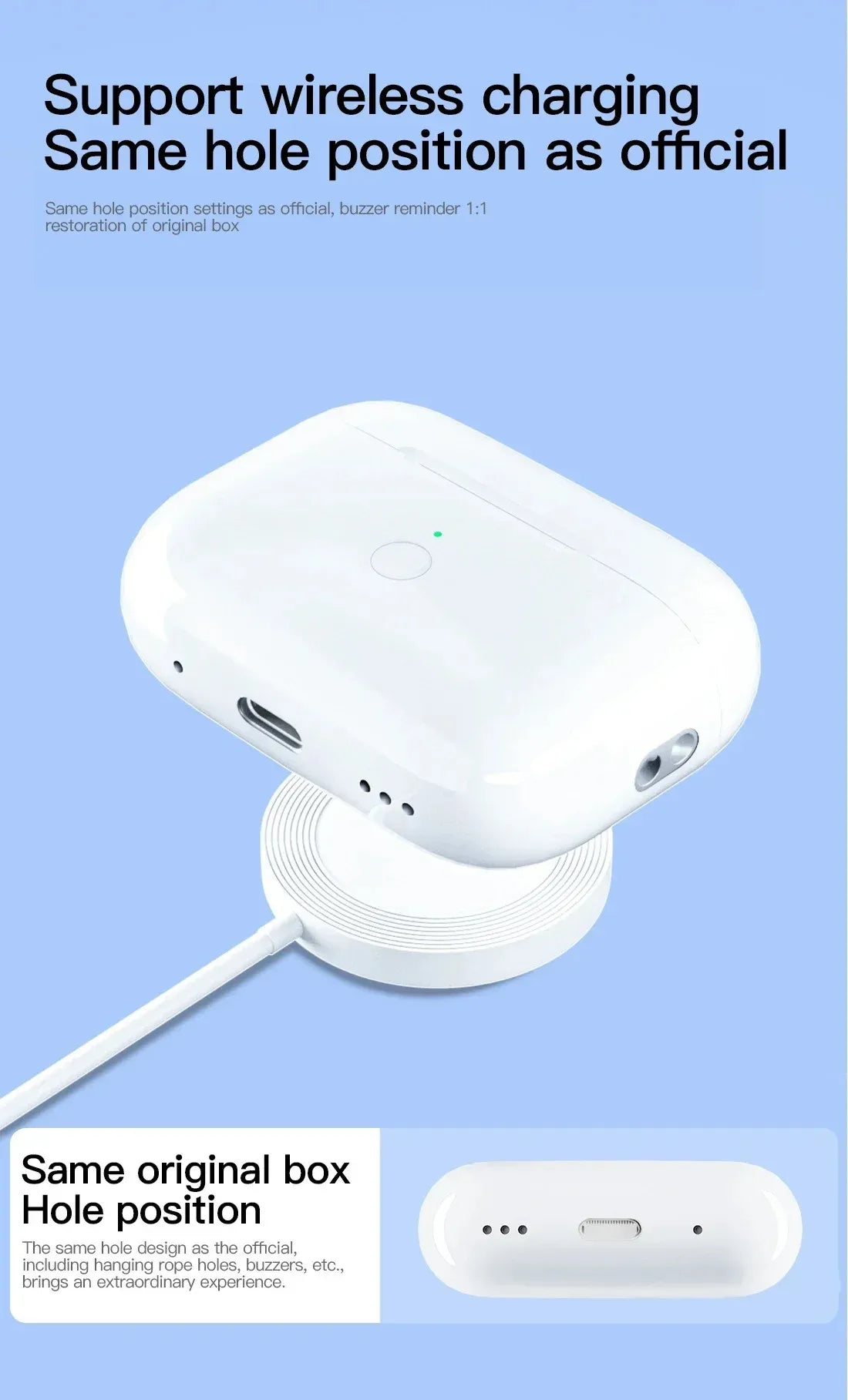 Replacement Wireless Charging Box Case For Airpods 4 3 2 1Bluetooth-Compatible Airpods Pro 1 2 Charger Case Earphone Accessories