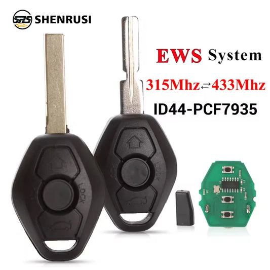 EWS Sytem Car Remote Key for BMW E38 E39 E46 X3 X5 Z3 Z4 1/3/5/7 Series 315/433MHz ID44 Chip Keyless Entry Transmitter