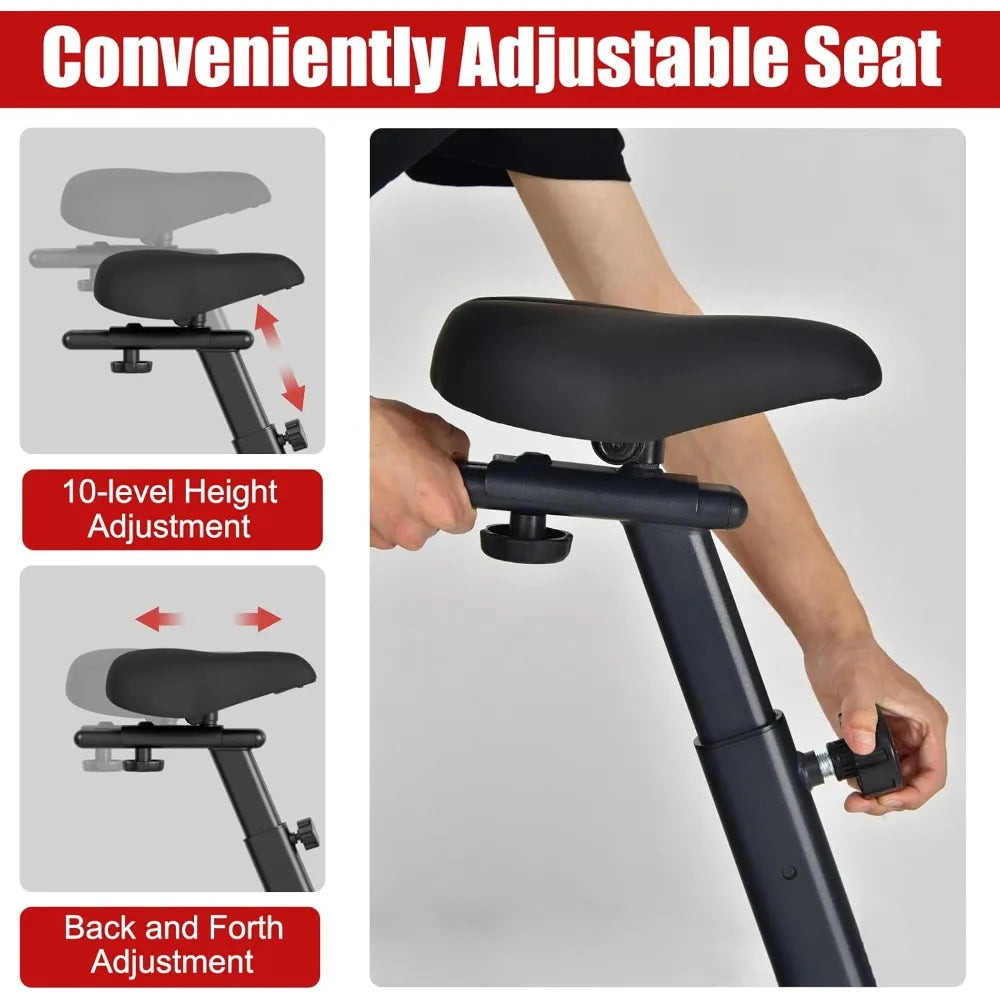 Fan Bike, Air Resistance Upright Bike with LCD Monitor, Phone Holder & Built-in Wheels, Fully Adjustable Stationary Exercise Bi