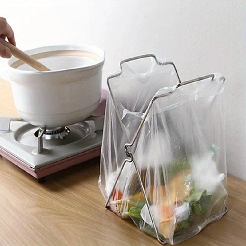 Desktop Trash Bag Holder,Small Garbage Bag Rack,Home Kitchen Countertop Folding Trash Bag Bracket Organizer Dishcloth Towel Rack