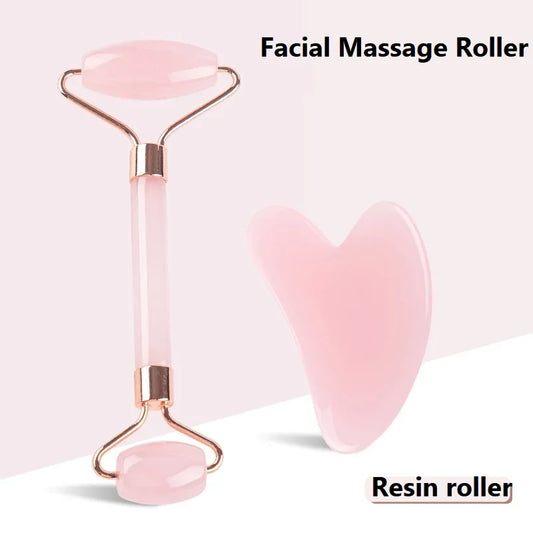 2PCS Gua Sha Facial Stone Facial Massager Roller Skin Care Tools Gousha Stone for The Face Roller Gouache Scraper LBHL07