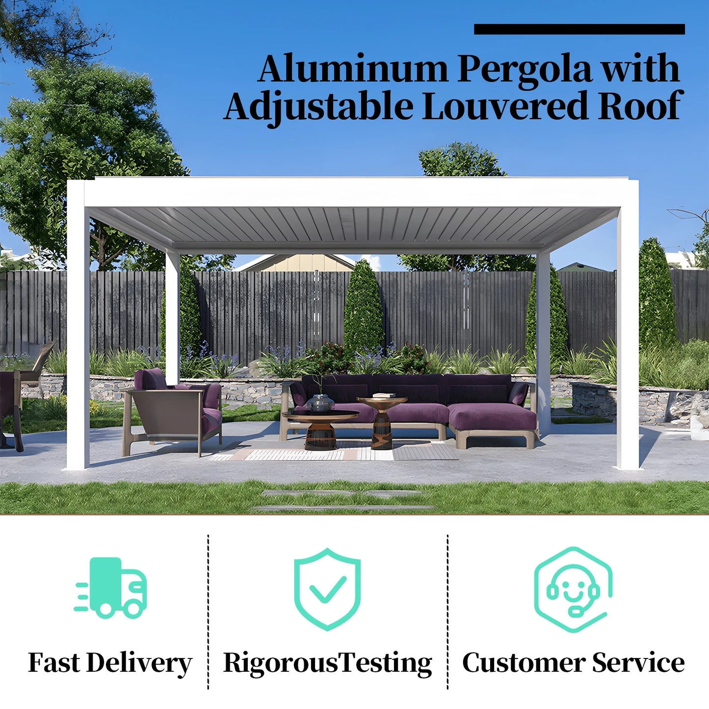Open Terrace Gazebo With Electronic Patio Cover Louver Canopies For Backyard Garden Outdoor pergola