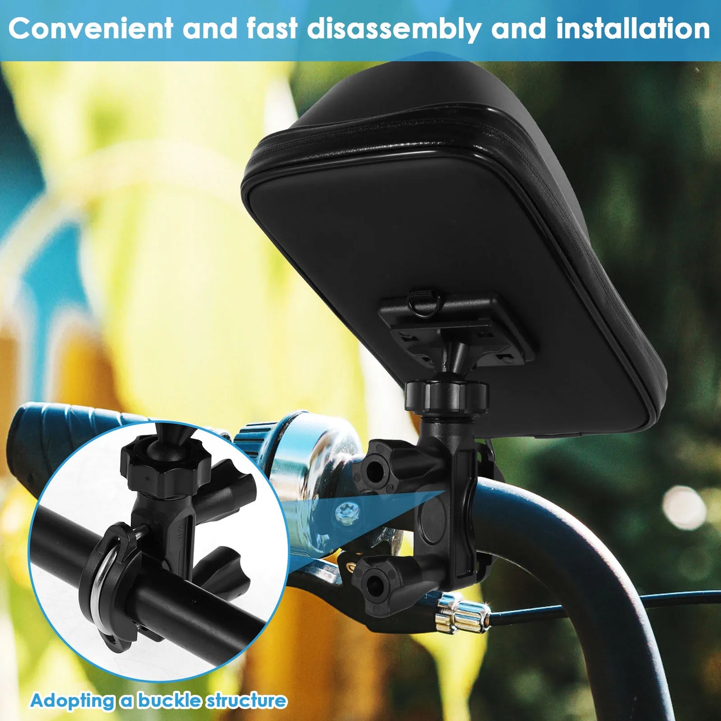 360° Rotatable Bike Phone Holder Bag Waterproof Motorcycle Handlebar Bag Bicycle Pouch Touch Screen Phone Mount Accessories