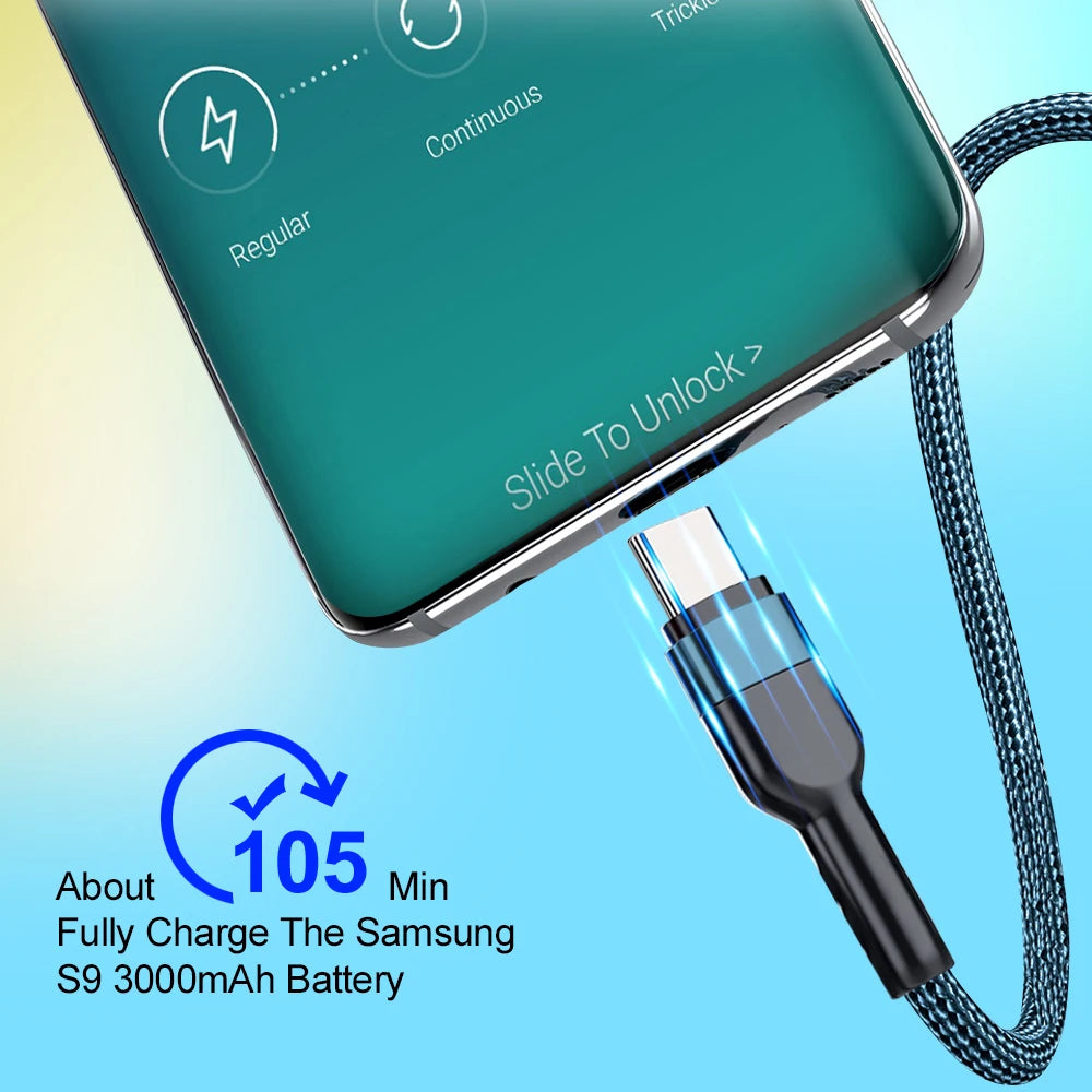 5A USB to Type C Charging Cable Fast Charger Nylon Data Cable For Iphone Xiaomi Huawei Samsung Oppo POCO Type C Charging Cable