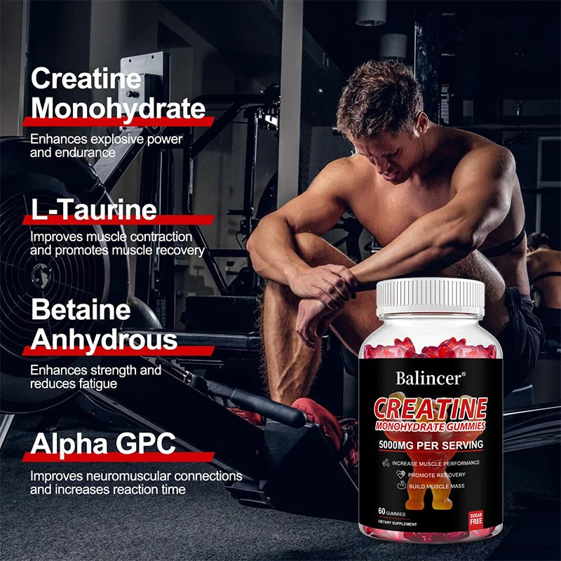 💪 Creatine Monohydrate Gummies | Pre/Post Workout Energy & Muscle Support 💪