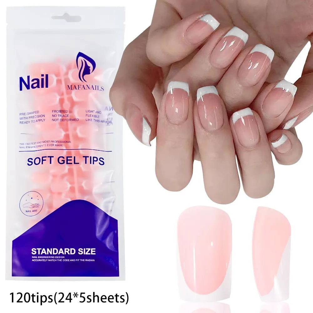 ✨ 100pcs White Square False Nails | Full Cover Acrylic Tips in 10 Sizes ✨