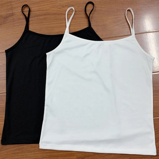 Women Camisoles Summer Girl Sexy Strap Polyester Sleeveless Thin Camisole Vest Solid Top Simple Base Vest Tops Female Undies