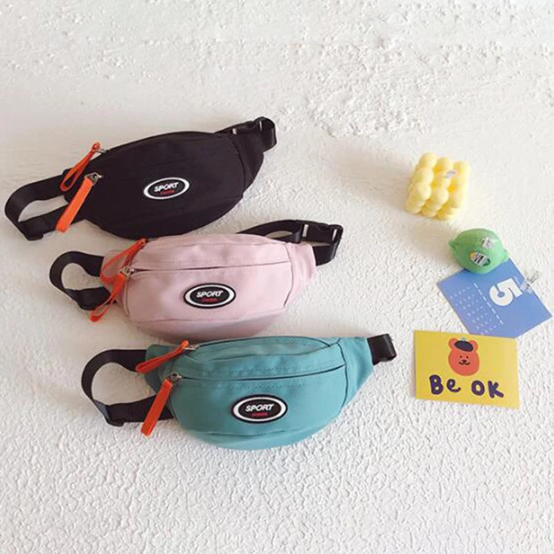New Fashion Cute Children's Chest Bag One Shoulder Crossbody Fanny Pack Canvas Diagonal Bag Girl Boy Zipper Bag Coin Purse
