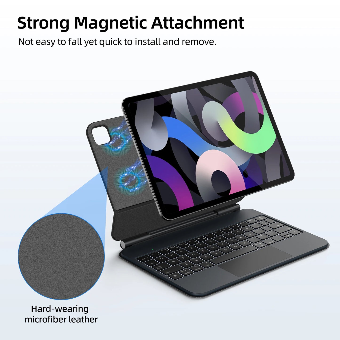 Smart PIN Plug&Play Magic Keyboard Case for iPad Pro 11 2024 M4 iPad Air 4/5/6 10.9 Multi-touch Touchpad  Smart Reverse charging