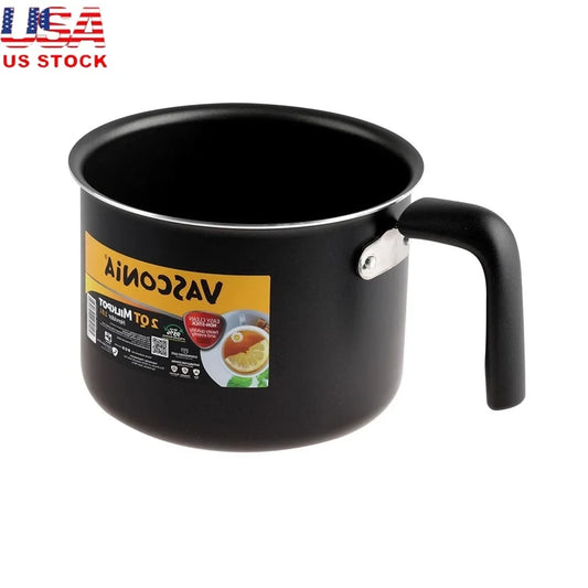 Nonstick 2Quart Milk Pot Heavy-Duty Aluminum Quick Heating Dishwasher Safe Ideal Milk Soups Liquids Cooking Kitchen Cookware
