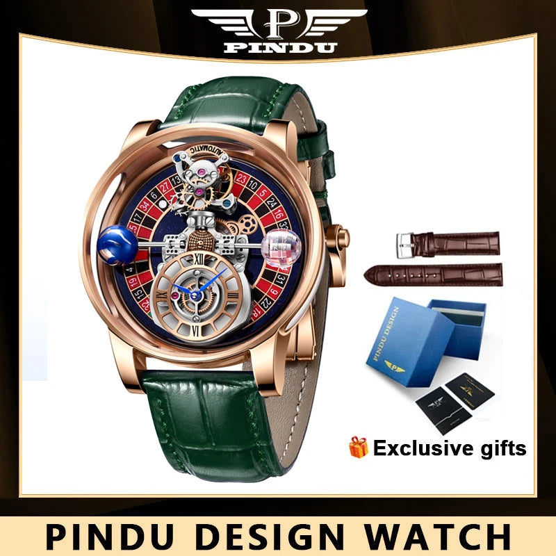 2024 PINDU DESIGN Men Watches Top Brands Luxury Celestial Series Roulette Creative Watch Quartz Wristwatch Montre Homme