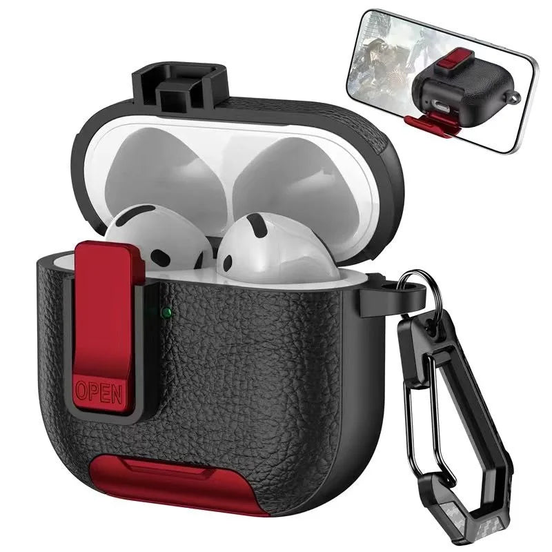 Can be used in mobile phone holders For Airpods 4 Case Shockproof Protective Cover For Airpods Pro 2nd AirPods4 Leather Bracket