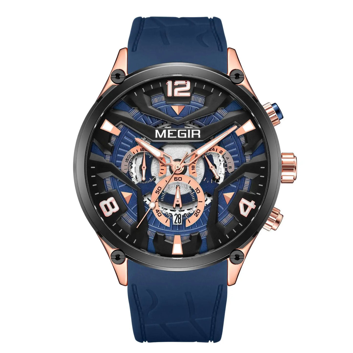 MEGIR 2222G Fashion Sports Silicone Quartz Men's Watch Waterproof Chronograph Luminous Watches for Men Relogios Masculino Часы
