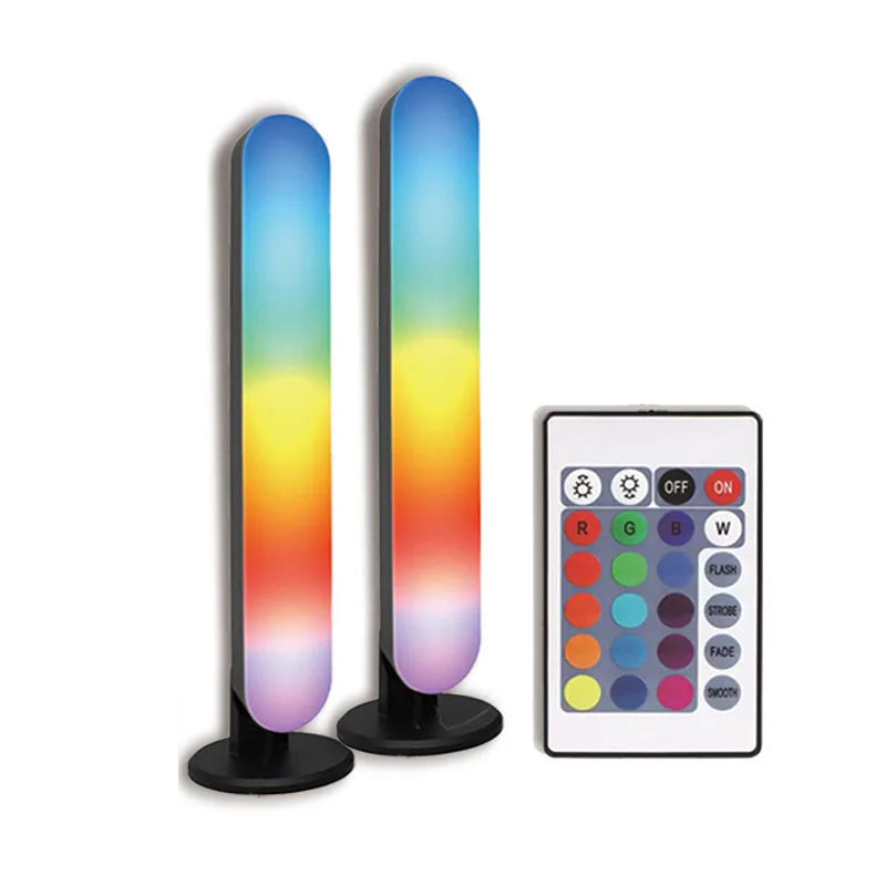 2pcs LED Night Light RGB Ambient Lights with Remote Control For Gaming TV Room Bedroom Decoration Bar Music Rhythm Symphony Lamp