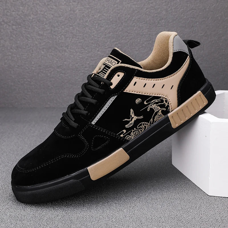 Fashion Vulcanized Shoes Men Flat Casual Walking Sneakers Men's Shoes Casual Leather Shoes Large Size 47 Male Autumn
