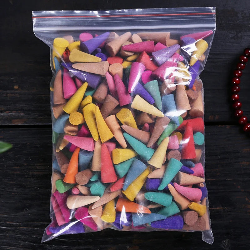 60Pcs Natural Incense Cones Mixed Flavor Backflow Insence Floral Lavender Sandalwood Yoga Meditation Tea Room Home Decorations