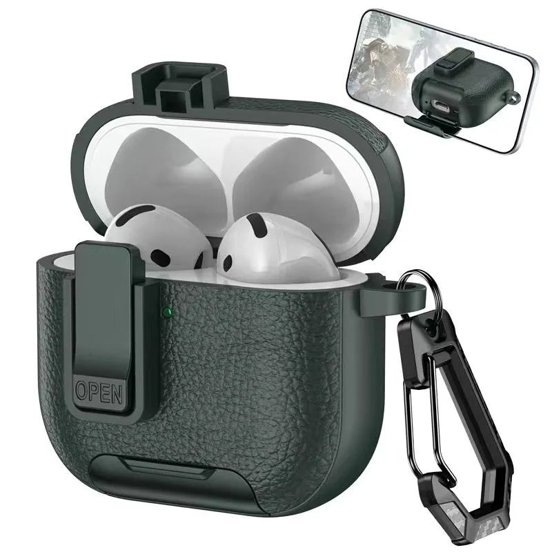 Can be used in mobile phone holders For Airpods 4 Case Shockproof Protective Cover For Airpods Pro 2nd AirPods4 Leather Bracket