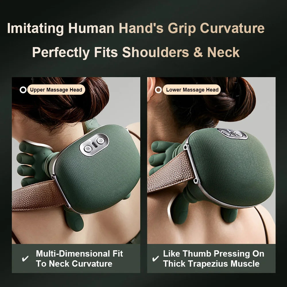Heated Neck Massager Cervical Spine Massager Electric Kneading Neck Massager Deep Fatigue Relief Relax Muscle Hot Compress