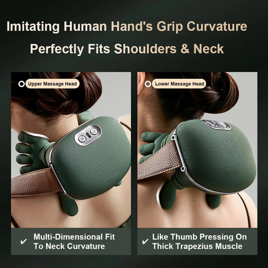 Heated Neck Massager Cervical Spine Massager Electric Kneading Neck Massager Deep Fatigue Relief Relax Muscle Hot Compress